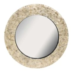 Round Mother Of Pearl Framed Gallery Wall Mirror, 30"