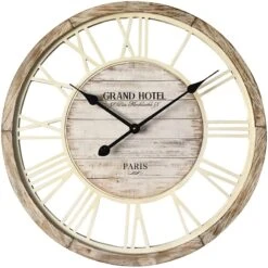 Round Natural Wooden Wall Clock, 23"