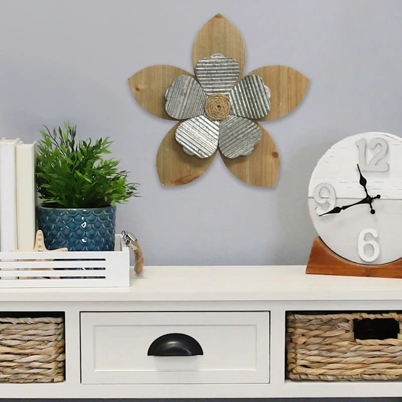 Rustic Flower Wall Decor, 15" 2 Rustic Flower Wall Decor, 15" - Image 2