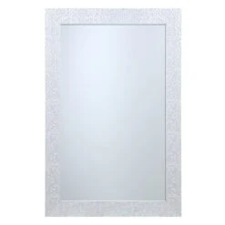 Silver Hexagon Textured Framed Wall Mirror, 24x36
