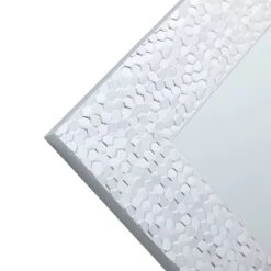 Silver Hexagon Textured Framed Wall Mirror, 24x36 -Luxeframe Shop silver hexagon textured framed wall mirror 24x36 3