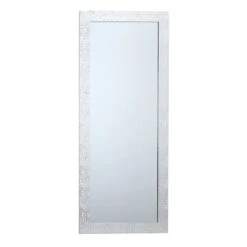 Silver Hexagon Textured Framed Wall Mirror, 24x58