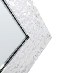 Silver Hexagon Textured Framed Wall Mirror, 24x58 -Luxeframe Shop silver hexagon textured framed wall mirror 24x58 4
