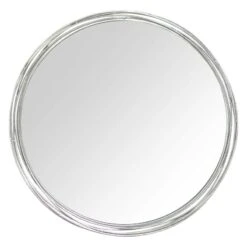 Silver Metal Round Wall Mirror, 30"