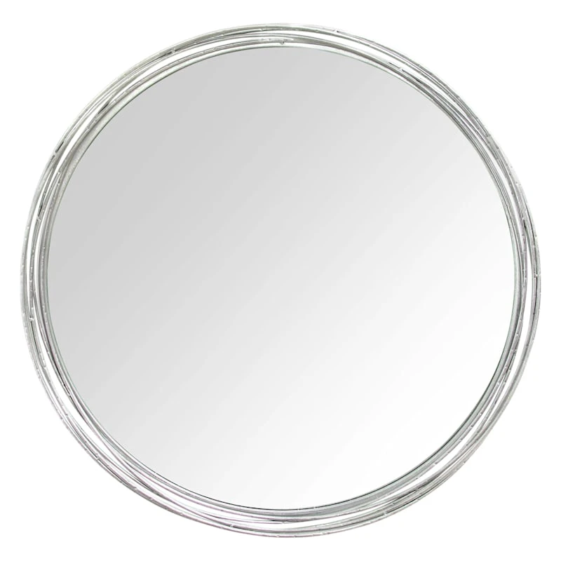 Silver Metal Round Wall Mirror, 30" 1 Silver Metal Round Wall Mirror, 30"