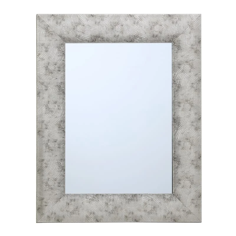 Silver Raised Dots Framed Wall Mirror, 22x28 1 Silver Raised Dots Framed Wall Mirror, 22x28