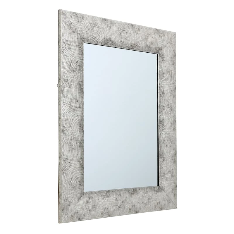 Silver Raised Dots Framed Wall Mirror, 22x28 2 Silver Raised Dots Framed Wall Mirror, 22x28 - Image 2