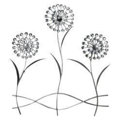 Three Stem Bling Flower Wall Decor, 19x22