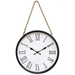 Tortoise Round Hanging Wall Clock With Rope, 16"