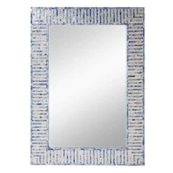 Tracey Boyd Blue & Mother-of-Pearl White Wall Mirror, 28x39