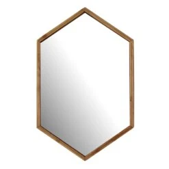 Tracey Boyd Gold Trim Hexagon Wall Mirror, 12x19.5