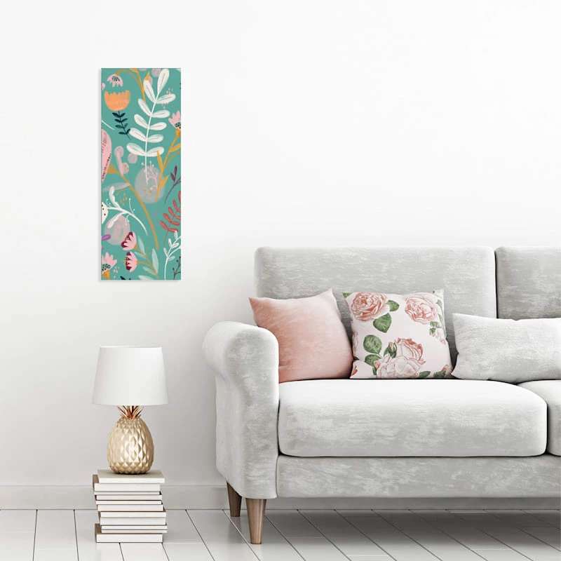 Tracey Boyd Teal Peruvian Floral Wall Art, 12x32 2 Tracey Boyd Teal Peruvian Floral Wall Art, 12x32 - Image 2
