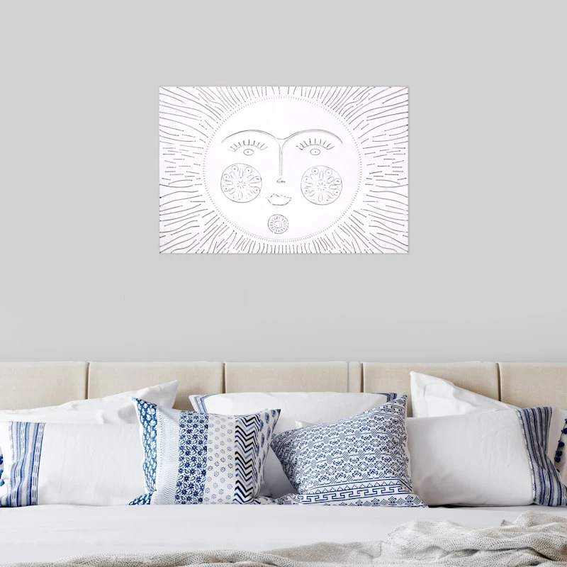 Tracey Boyd White Metal Sun Face Wall Decor, 20x30 2 Tracey Boyd White Metal Sun Face Wall Decor, 20x30 - Image 2
