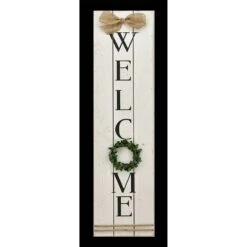 Welcome Wood Plank Sign With 3D Accents, 8x32