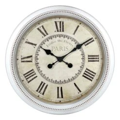 White Beaded Paris Wall Clock, 22"