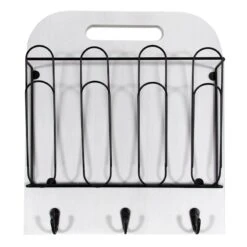 White & Black Entryway Wall Organizer, 12x14