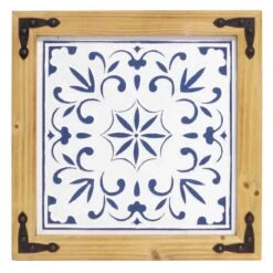 White & Blue Wooden Wall Decor, 20"