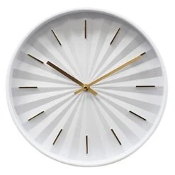 White & Gold Accent Clock, 12"
