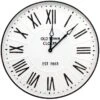 White Metal Round Roman Farm Wall Clock, 25" -Luxeframe Shop white metal round roman farm wall clock 25