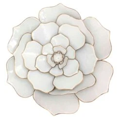 White Metal Wall Flower Wall Decor, 24"