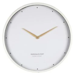 White Metal Wood Round Wall Clock, 20"