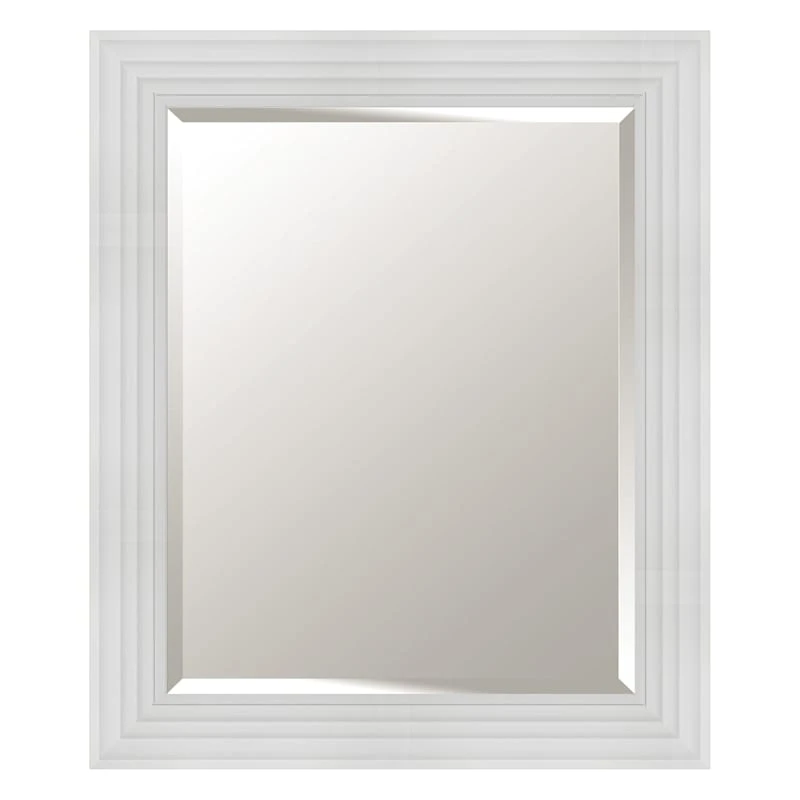 White Ridged Glossy Wall Mirror, 21x25 1 White Ridged Glossy Wall Mirror, 21x25