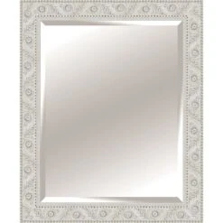 White Wood Floral Antique Wall Mirror, 30x42