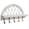 White Wood & Metal Arch Shelf With Hooks, 24x16 -Luxeframe Shop white wood metal arch shelf with hooks 24x16 1