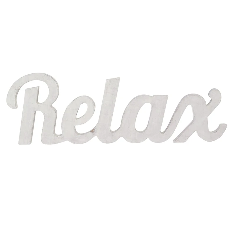 White Wood Relax Monogram Wall Sign, 24x8 1 White Wood Relax Monogram Wall Sign, 24x8