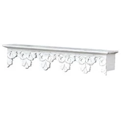 White Wooden Hand Carved Duluth Wall Shelf, 24x5