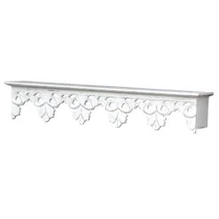 White Wooden Hand Carved Duluth Wall Shelf, 30x5