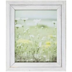Whitewash Flat With Grooved Line Profile Wall Frame, 8x10