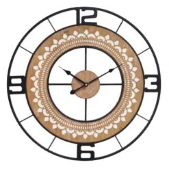 Wood & Metal Round Wall Clock, 24"