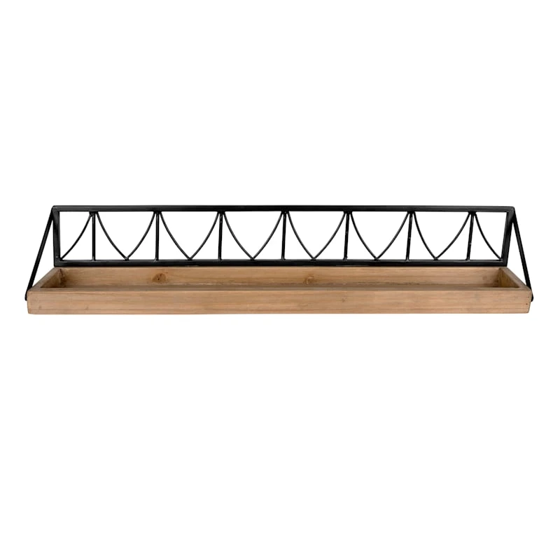 Wood & Metal Wall Shelf, 24x5 1 Wood & Metal Wall Shelf, 24x5